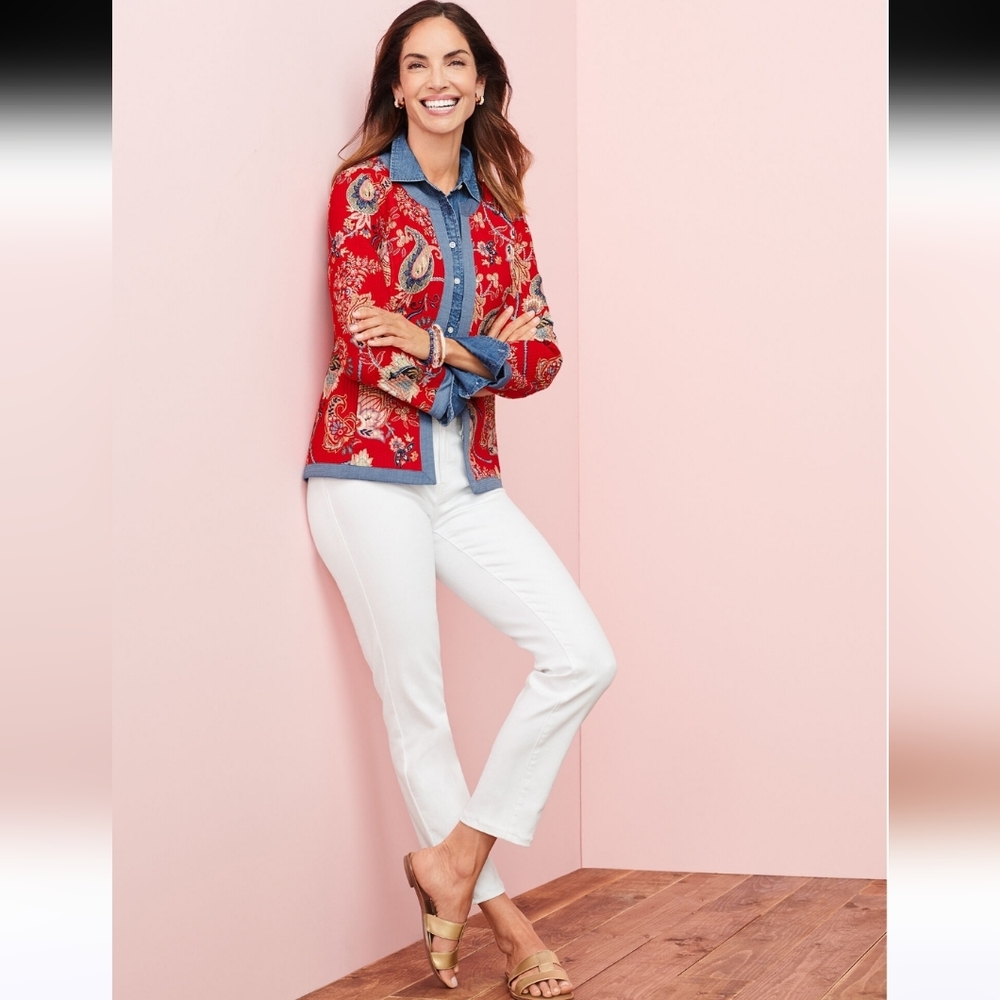 Talbots Mixed Pattern Quilted Jacket.